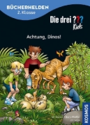 Buchcover und Innenansicht für das Buch: Die drei ??? Kids, Bücherhelden 2. Klasse, Achtung, Dinos!
