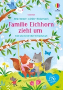 Buchcover und Innenansicht für das Buch: Mein Immer-wieder-Stickerbuch: Familie Eichhorn zieht um