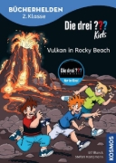 Buchcover und Innenansicht für das Buch: Die drei ??? Kids, Bücherhelden 2. Klasse, Vulkan in Rocky Beach