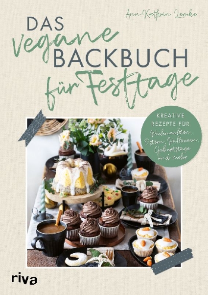 Buchcover und Innenansicht für das Buch: Das vegane Backbuch für Festtage