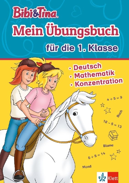 Buchcover und Innenansicht für das Buch: Bibi & Tina: Mein Übungsbuch für die 1. Klasse