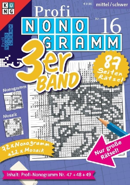 Buchcover und Innenansicht für das Buch: Profi-Nonogramm 3er-Band Nr. 16