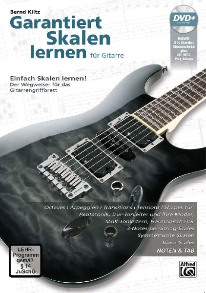 Buchcover und Innenansicht für das Buch: Garantiert Skalen lernen für Gitarre