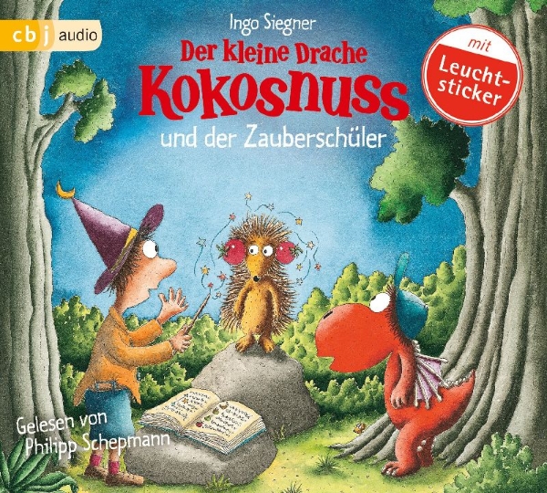 Buchcover und Innenansicht für das Buch: Der kleine Drache Kokosnuss und der Zauberschüler