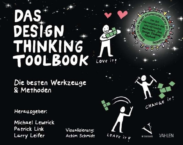 Buchcover und Innenansicht für das Buch: Das Design Thinking Toolbook