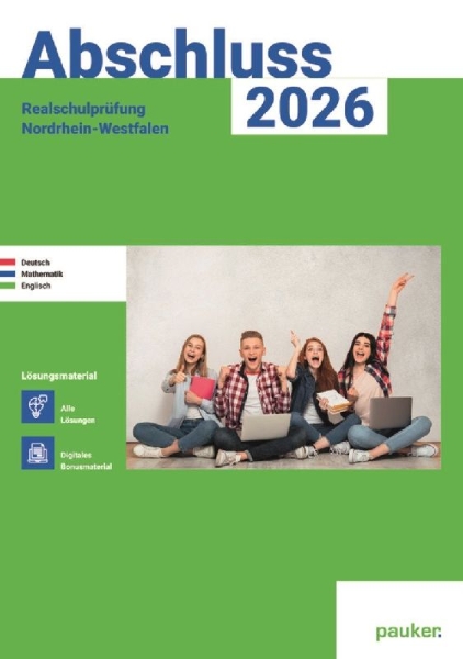 Buchcover und Innenansicht für das Buch: Abschluss 2026 - MSA Realschule NRW - Lösungsband - Deutsch, Mathe und Englisch