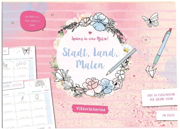 Buchcover und Innenansicht für das Buch: Spring in eine Pfütze! Stadt Land Malen
