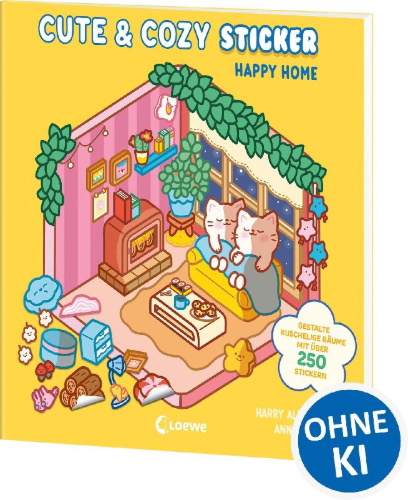 Buchcover und Innenansicht für das Buch: Cute & Cosy Sticker Rooms - Happy Home