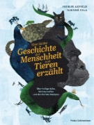 Buchcover und Innenansicht für das Buch: Een kleine geschiedenis van de mens door dierenogen