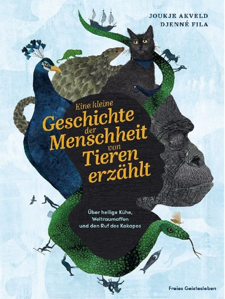 Buchcover und Innenansicht für das Buch: Een kleine geschiedenis van de mens door dierenogen