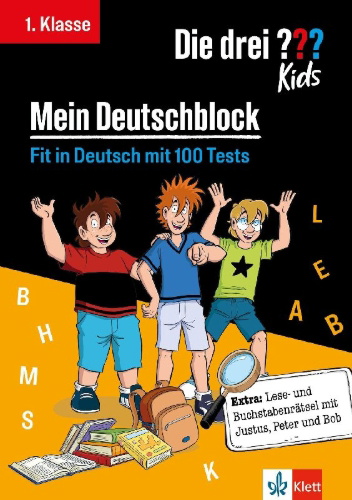 Buchcover und Innenansicht für das Buch: Die drei ??? Kids: Mein Deutschblock 1. Klasse