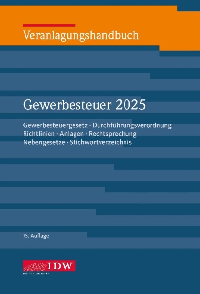 Buchcover und Innenansicht für das Buch: Veranlagungshandbuch Gewerbesteuer 2025, 75.Auflage