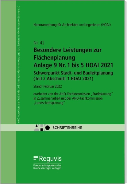 Buchcover und Innenansicht für das Buch: Besondere Leistungen zur Flächenplanung - Anlage 9 Nr. 1 bis 5 HOAI 2021 - Schwerpunkt Stadt- und Bauleitplanung (Teil 2 Abschnitt 1 HOAI 2021)