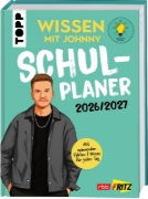 Buchcover und Innenansicht für das Buch: Wissen mit Johnny: Schulplaner 2026/2027