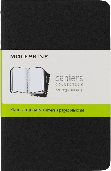 Buchcover und Innenansicht für das Buch: Moleskine Cahier pocket blanko schwarz DIN A6. 3er Pack