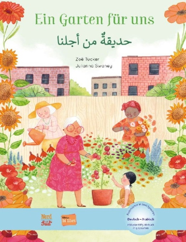 Buchcover und Innenansicht für das Buch: Ein Garten für uns. Deutsch-Arabisch