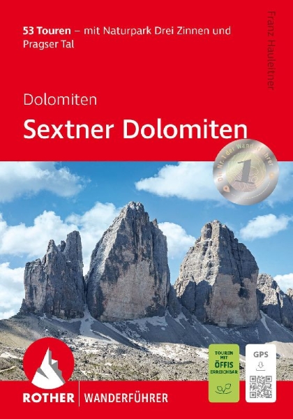 Buchcover und Innenansicht für das Buch: Dolomiten - Sextner Dolomiten, Rother Wanderführer