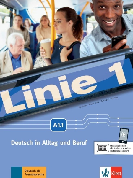 Buchcover und Innenansicht für das Buch: Linie 1 A1. Kurs- und Übungsbuch mit Zugang zur Klett Argumented App, Teil 1