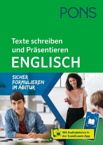 Buchcover und Innenansicht für das Buch: PONS Texte schreiben und Präsentieren Englisch