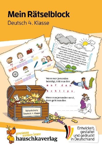 Buchcover und Innenansicht für das Buch: Mein Rätselblock Deutsch 4. Klasse