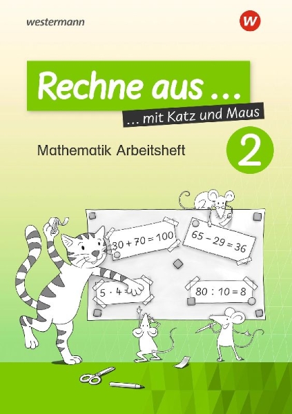 Buchcover und Innenansicht für das Buch: Rechne aus mit Katz und Maus 2