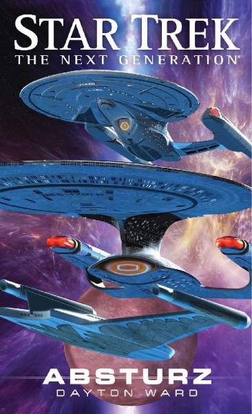 Buchcover und Innenansicht für das Buch: Star Trek - The Next Generation. Absturz