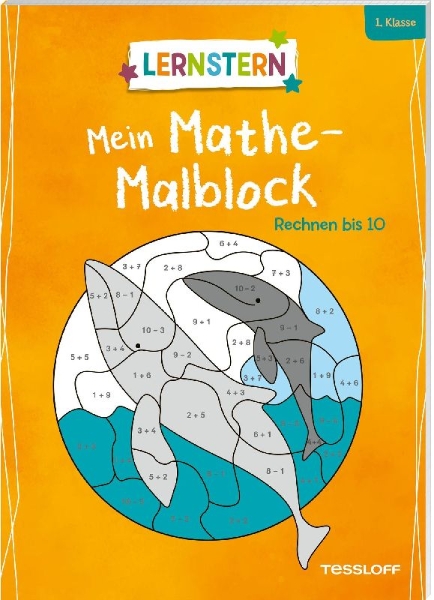 Buchcover und Innenansicht für das Buch: LERNSTERN. Mein Mathe-Malblock. Rechnen bis 10