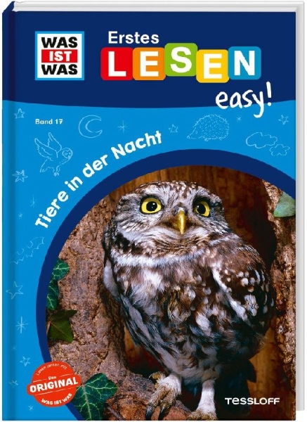 Buchcover und Innenansicht für das Buch: WAS IST WAS Erstes Lesen easy! Band 17. Tiere in der Nacht