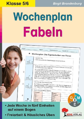 Buchcover und Innenansicht für das Buch: Wochenplan Fabeln 5/6