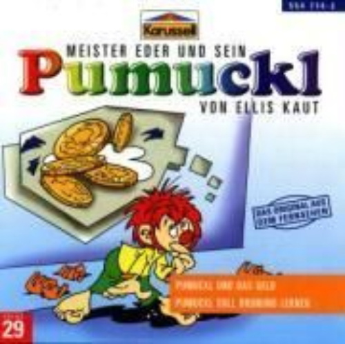 Buchcover und Innenansicht für das Buch: Meister Eder 29 und sein Pumuckl. Pumuckl und das Geld / Pumuckl soll Ordnung halten. CD