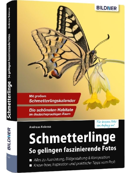 Buchcover und Innenansicht für das Buch: Schmetterlinge - so gelingen faszinierende Fotos