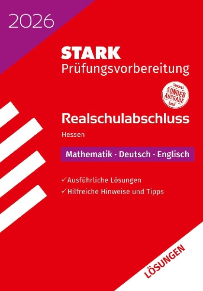 Buchcover und Innenansicht für das Buch: STARK Lösungen zu Mathematik, Deutsch, Englisch - Realschulabschluss 2026 Hessen - Prüfungsvorbereitung