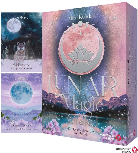 Buchcover und Innenansicht für das Buch: Lunar Magic Orakel - 40 Mondorakel-Karten mit Booklet (Deutsch)