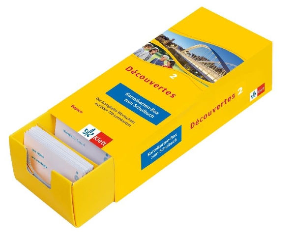 Buchcover und Innenansicht für das Buch: Découvertes 2 Bayern (ab 2017) - Vokabel-Lernbox zum Schulbuch