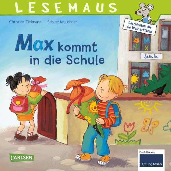 Buchcover und Innenansicht für das Buch: Max kommt in die Schule