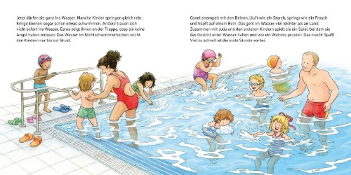 Buchcover und Innenansicht für das Buch: Conni macht das Seepferdchen (Neuausgabe)