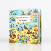 Buchcover und Innenansicht für das Buch: Hör mal (Soundbuch): Wimmelbuch: Am Wasser