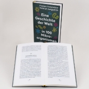 Buchcover und Innenansicht für das Buch: Eine Geschichte der Welt in 100 Mikroorganismen