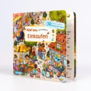 Buchcover und Innenansicht für das Buch: Hör mal (Soundbuch): Wimmelbuch: Einkaufen