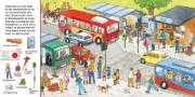 Buchcover und Innenansicht für das Buch: Hör mal (Soundbuch): Wimmelbuch: In der Stadt