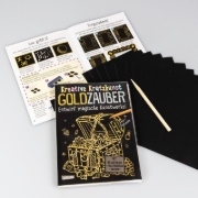 Buchcover und Innenansicht für das Buch: Kratzbilder für Kinder: Kreative Kratzkunst: Goldzauber