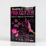 Buchcover und Innenansicht für das Buch: Kratzbilder für Kinder: Kreative Kratzkunst: Pink Glitzer