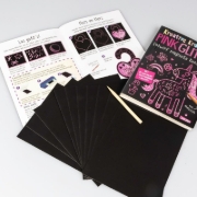 Buchcover und Innenansicht für das Buch: Kratzbilder für Kinder: Kreative Kratzkunst: Pink Glitzer