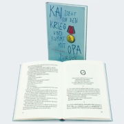 Buchcover und Innenansicht für das Buch: Kai zieht in den Krieg und kommt mit Opa zurück