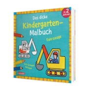 Buchcover und Innenansicht für das Buch: Ausmalbilder für Kita-Kinder: Das dicke Kindergarten-Malbuch: Fahrzeuge