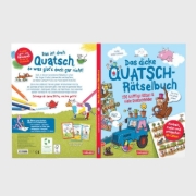 Buchcover und Innenansicht für das Buch: Das dicke Quatsch-Rätselbuch