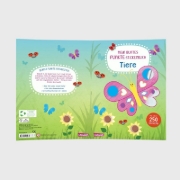 Buchcover und Innenansicht für das Buch: Mein buntes Punkte-Stickerbuch: Tiere