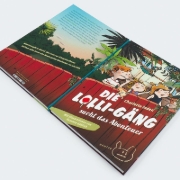 Buchcover und Innenansicht für das Buch: Die Lolli-Gäng sucht das Abenteuer