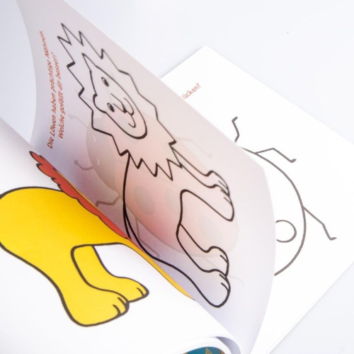 Buchcover und Innenansicht für das Buch: Das dicke Kindergarten-Malbuch: Mit farbigen Vorlagen und lustiger Fehlersuche
