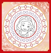 Buchcover und Innenansicht für das Buch: Disney Prinzessin: Meine Glitzer-Mandalas zum Ausmalen